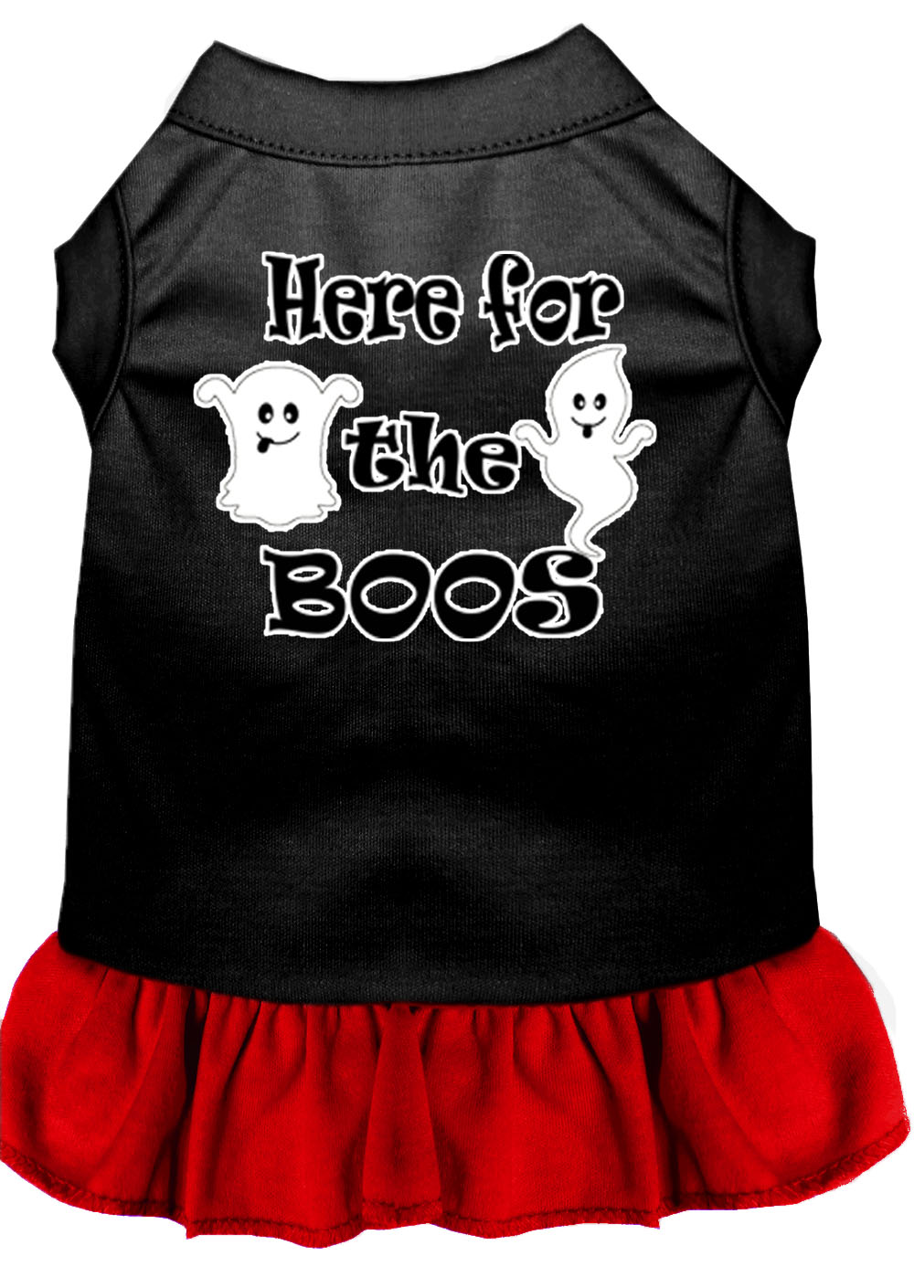 Here for the Boos Screen Print Dog Dress Black with Red Sm